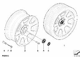 BMW ALLOY WHEEL, TRAPEZOID SPOKE 134 diagram for BMW 5 Series E60 525d