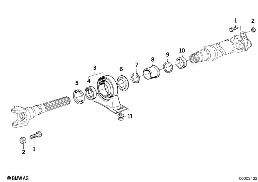 DRIVE SHAFT ATTACH.PARTS CENTER BEARING diagram for BMW 5 Series E34 520i