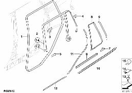 Osłony i uszczelki drzwi tylnych diagram for BMW X3 E83 LCI 2.0d