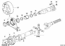 DRIVE SHAFT,UNIV.JOINT/CENTER MOUNTING diagram for BMW 5 Series E34 525tds