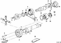 DRIVE SHAFT,UNIV.JOINT/CENTER MOUNTING diagram for BMW 5 Series E34 520i