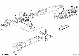 Gelenkwelle-Mittellager-Gleichlaufgelenk diagram for BMW 7 Series E32 750iL