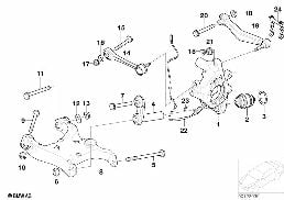 REAR AXLE SUPPORT/WHEEL SUSPENSION diagram for BMW 6 Series E63 LCI 635d