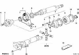DRIVE SHAFT-CEN.BEARING-CONST.VEL.JOINT diagram for BMW 7 Series E32 735i