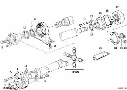 แกนขับ, ข้อต่อยูนิฯ/ลูกยางหน้าแปลน diagram for BMW 5 Series E34 525i