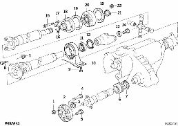 Cardanas onderdelen vierwiel diagram for BMW 5 Series E34 525ix