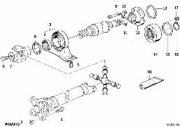แกนขับ-แบริ่งกลาง-ข้อต่อความเร็วคงที่ diagram for BMW 5 Series E34 525i