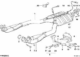 Catalizador/silenciador previo diagram for BMW 5 Series E34 530i
