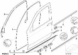TRIM AND SEALS FOR DOOR, FRONT diagram for BMW X5 E53 4.4i
