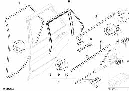 TRIM AND SEALS FOR DOOR, REAR diagram for BMW X5 E53 4.4i