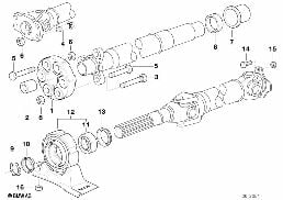 DRIVE SHAFT-CENT.BEARING-UNIVERSAL JOINT diagram for BMW 3 Series E36 328i