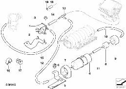 Podtlakové ovládání-vzduchový kompresor diagram for BMW X5 E53 4.6is