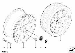 BMW light alloy wheel, V-spoke 126 diagram for BMW 7 Series E65 745i