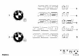 Emblematy / Ciągi napisów diagram for BMW 3 Series E46 316ti