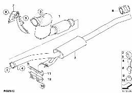 廢氣觸媒轉換器 / 前消音器 diagram for BMW 7 Series E65 730d
