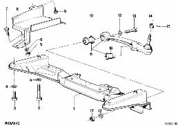 FRONT AXLE SUPPORT/WISHBONE diagram for BMW 3 Series E21 323i