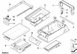 Siège arr. accoudoir médian multifonct. diagram for BMW 5 Series E39 525td