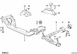 FRONT AXLE SUPPORT/WISHBONE diagram for BMW 3 Series E30 325ix