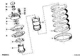 COIL SPRING/GUIDE SUPPORT/ATTACH.PARTS diagram for BMW 5 Series E12 525