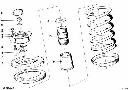 GUIDE SUPPORT/SPRING PAD/ATTACHING PARTS diagram for BMW 5 Series E12 525