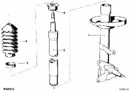 FRONT SPRING STRUT/SHOCK ABSORBER diagram for BMW 5 Series E12 525