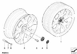 Jante de liga leve BMW raios em Y 114 diagram for BMW X3 E83 2.0i