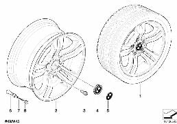 Jante de liga leve BMW raios duplos 112 diagram for BMW X3 E83 2.0i