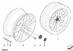Jante de liga leve BMW raios duplos 148 diagram for BMW X3 E83 2.0i