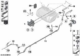 Tubo di sfiato serbatoio/filtro carbone diagram for BMW Rolls-Royce Phantom RR1 Phantom