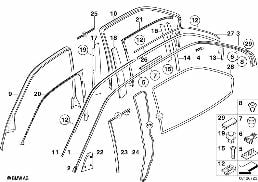 EXTERIOR TRIM / GRILL diagram for BMW 7 Series E38 735iL