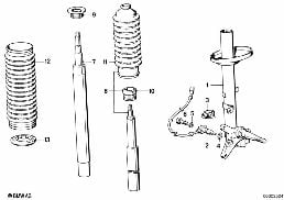 FRONT SPRING STRUT/SHOCK ABSORBER diagram for BMW 5 Series E28 535i