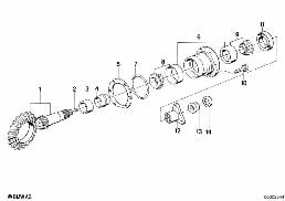 FRONT DIFF., COMPONENTS, ALL-WHEEL diagram for BMW 3 Series E30 325ix