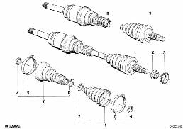 FINAL DRIVE(FRNT AXLE),OUTPUT SHAFT,4WHL diagram for BMW 3 Series E30 325ix