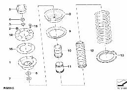 GUIDE SUPPORT/SPRING PAD/ATTACHING PARTS diagram for BMW 3 Series E36 318i