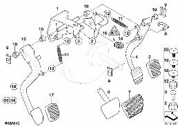 FOOT LEVER MECH. WITH RETURN SPRING diagram for BMW X3 E83 LCI 2.0i