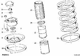 GUIDE SUPPORT/SPRING PAD/ATTACHING PARTS diagram for BMW 3 Series E30 318i