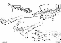 Pot catalytique/Silencieux avant diagram for BMW 8 Series E31 840i