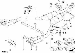 CATALYTIC CONVERTER/FRONT SILENCER diagram for BMW 7 Series E38 740i