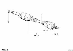 Vooras differentieel,uitgaande as,4-wiel diagram for BMW 5 Series E34 525ix