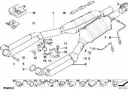 CATALYTIC CONVERTER/FRONT SILENCER diagram for BMW 7 Series E38 750iLS