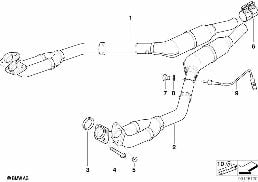 CATALYTIC CONVERTER/FRONT SILENCER diagram for BMW 7 Series E38 740i
