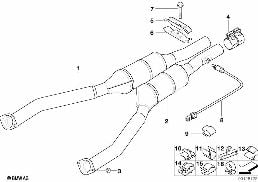 EXHAUST PIPE, CATALYTIC CONVERTER diagram for BMW 7 Series E38 740i