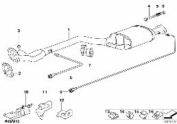 Katalyzátor/přední tlumič výfuku diagram for BMW Z3 E36 1.9