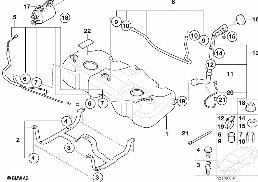 Zbiornik paliwa/Filtr z węglem aktywnym diagram for BMW MINI R50 Cooper