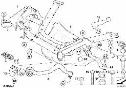 Wsp. przedn. osi, wah. poprz./krzyżulec diagram for BMW 7 Series E65 745i