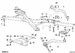 FRONT AXLE SUPPORT/WISHBONE diagram for BMW 8 Series E31 850Ci