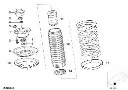 Supp.di base/spessore elastic/pezzi mont diagram for BMW 5 Series E34 540i