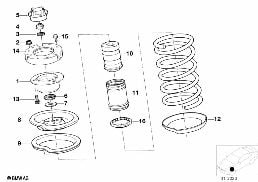 Łożysko oporowe/podkł. spręż./Elem. dod. diagram for BMW 5 Series E34 525tds