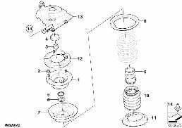 Steunleger/fjaederunderlaegg/mont.detalj diagram for BMW 5 Series E60 LCI 530i