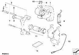 Hamulec przód-okładzina-czujnik diagram for BMW 7 Series E65 745i